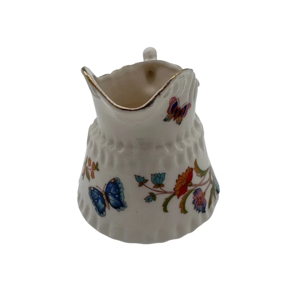 Aynsley Cottage Garden Mini Creamer Fine Bone China Floral Butterfly Gold Trim